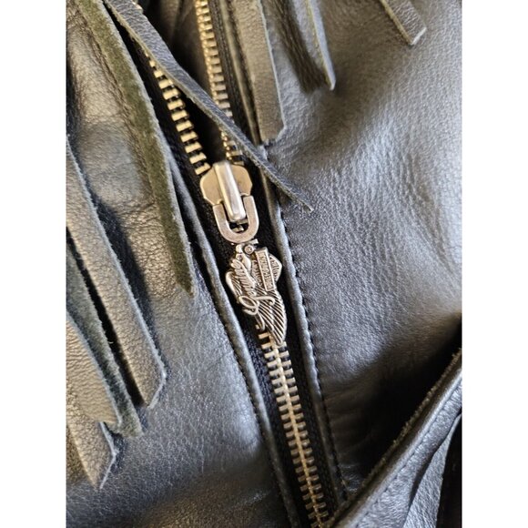 Harley Davidson Women’s Leather Jacket Black Fringed Belted Heavy Size XL - Picture 12 of 12